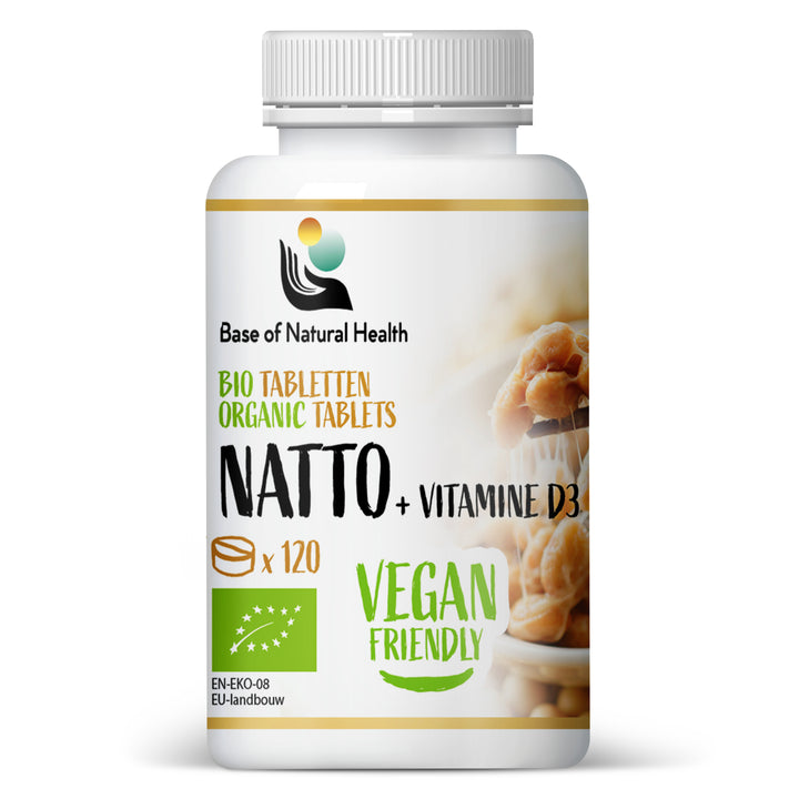 BIO Natto + Vitamine D3 Tabletten 1000 mg - 80 pieces-  Hoge Dosis Vitaminen en Mineralen - Voedingssupplement - Vitamine K2 - Biologische Gedroogde Natto - Vitamine D Volwassenen - Optimaal Gedoseerd
