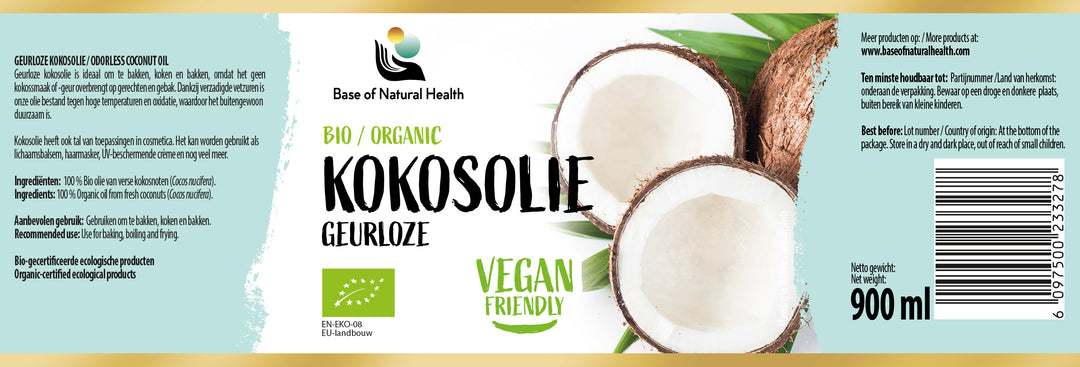 Ongeparfumeerde Kokosolie 900ml - Biologisch, Verzorgende Huidolie, Natuurlijk, Ongeraffineerd - Voor Koken, Bakken, Haar & Huid