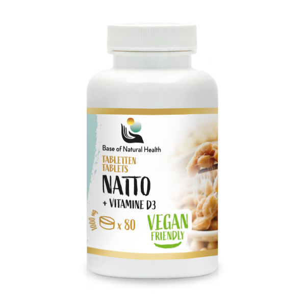 Natto + Vitamine D3 Tabletten 1000 mg - 80 stuks - Voedingssupplement met Vitamine K2 en Biologische Gedroogde Natto - Optimaal Gedoseerd